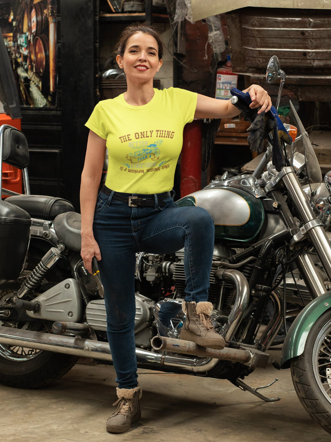 The Only Thing Better Than A Street Bike Is A Women Riding One Women's Printed T-shirt -