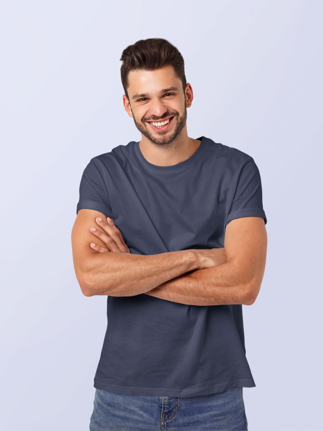 Navy Blue Unisex Plain Supima Cotton T-Shirt -