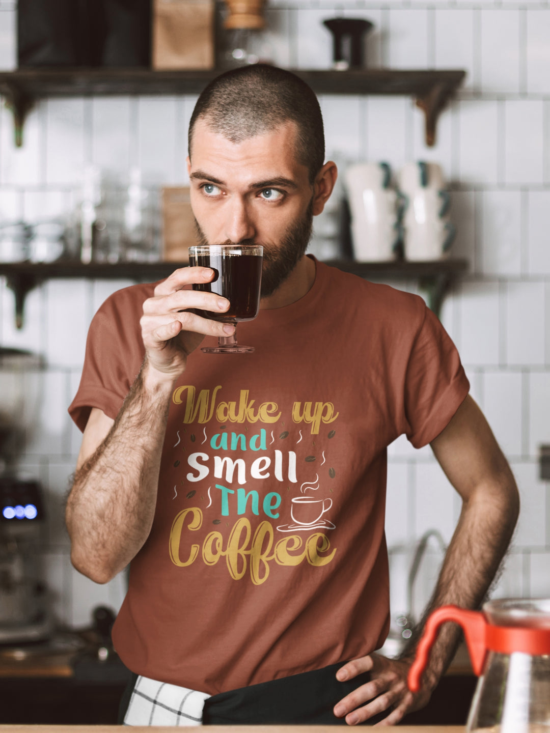 Wake Up And Smell The Coffee Men's Printed T-shirt -