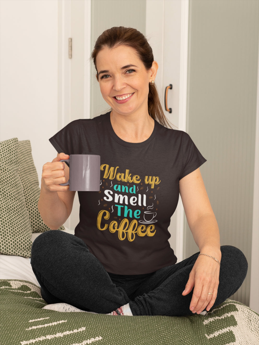 Wake Up And Smell The Coffee Women's Printed T-shirt -