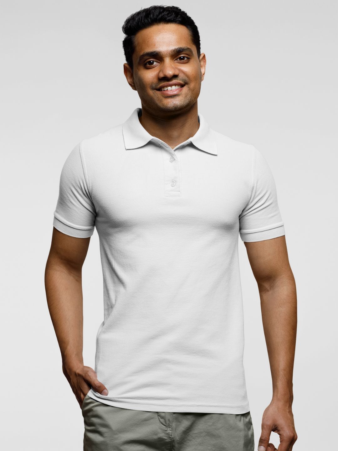 White Men’s Plain Polo T-shirt -