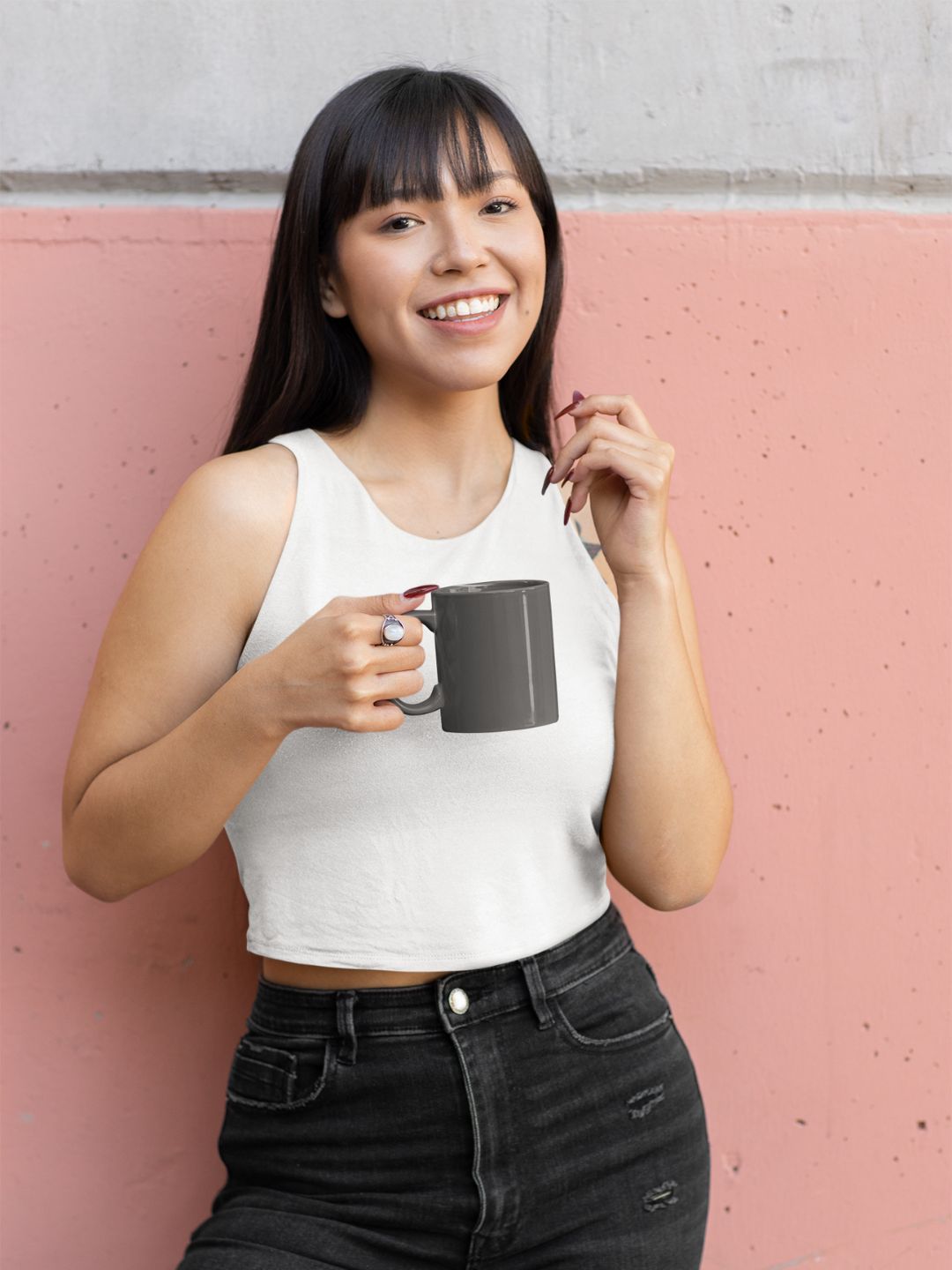 White Women’s Plain Crop Tank Top -