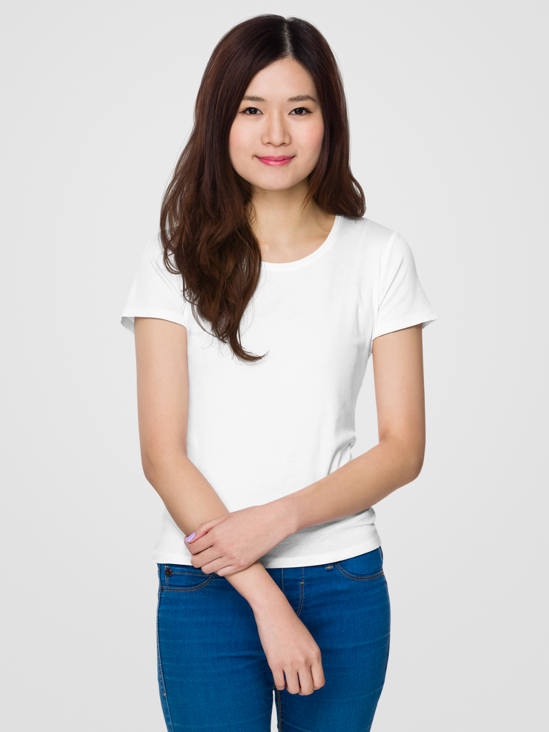 White Women’s Round Neck Half Sleeves Plain T-shirt -
