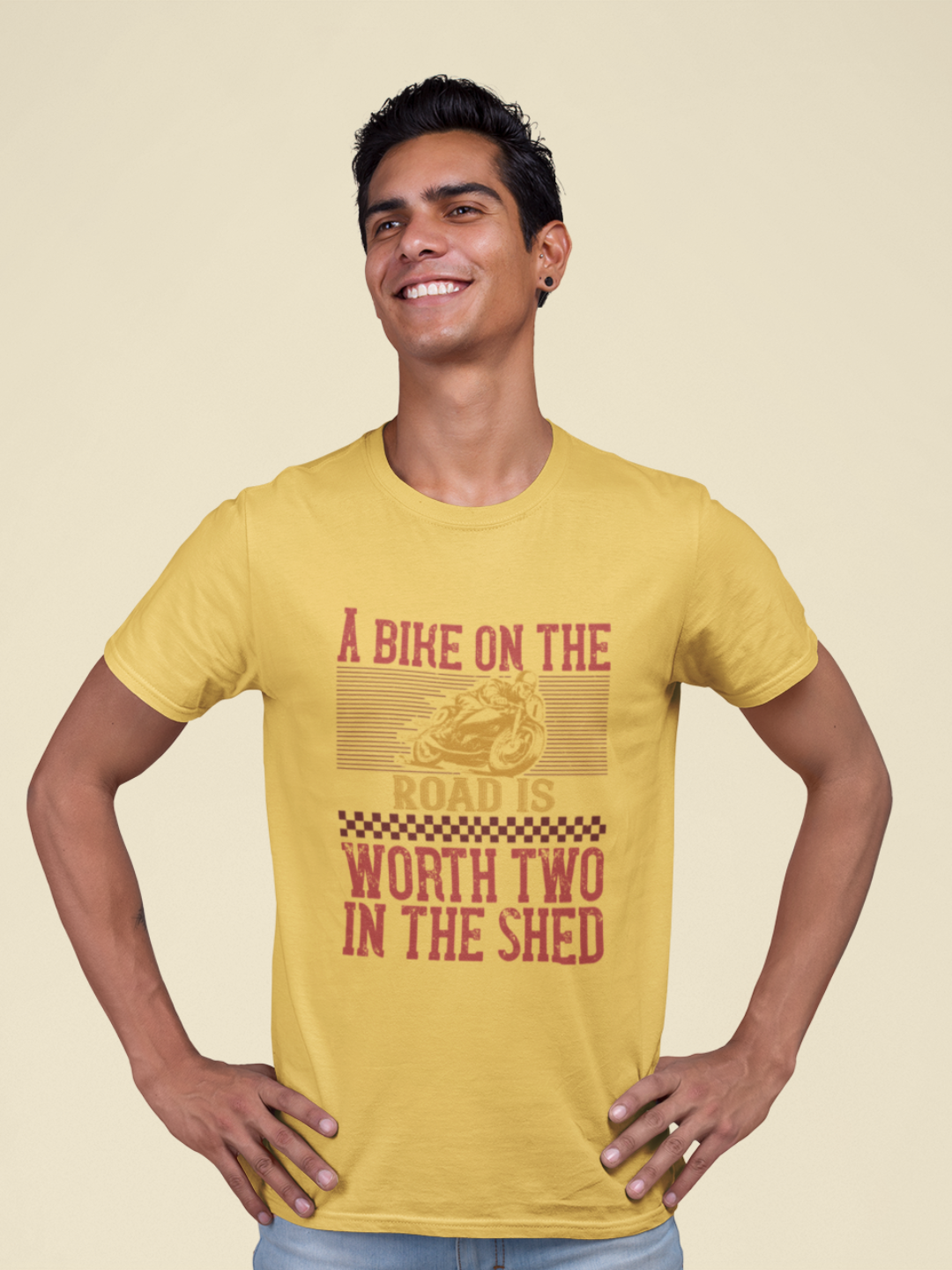 Bike On The Road Men's Tee - Inspirational Graphic -