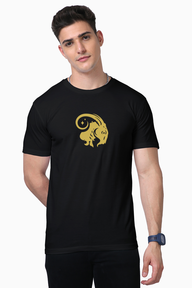 Capricorn Zodiac Golden Print Supima T-Shirt - 