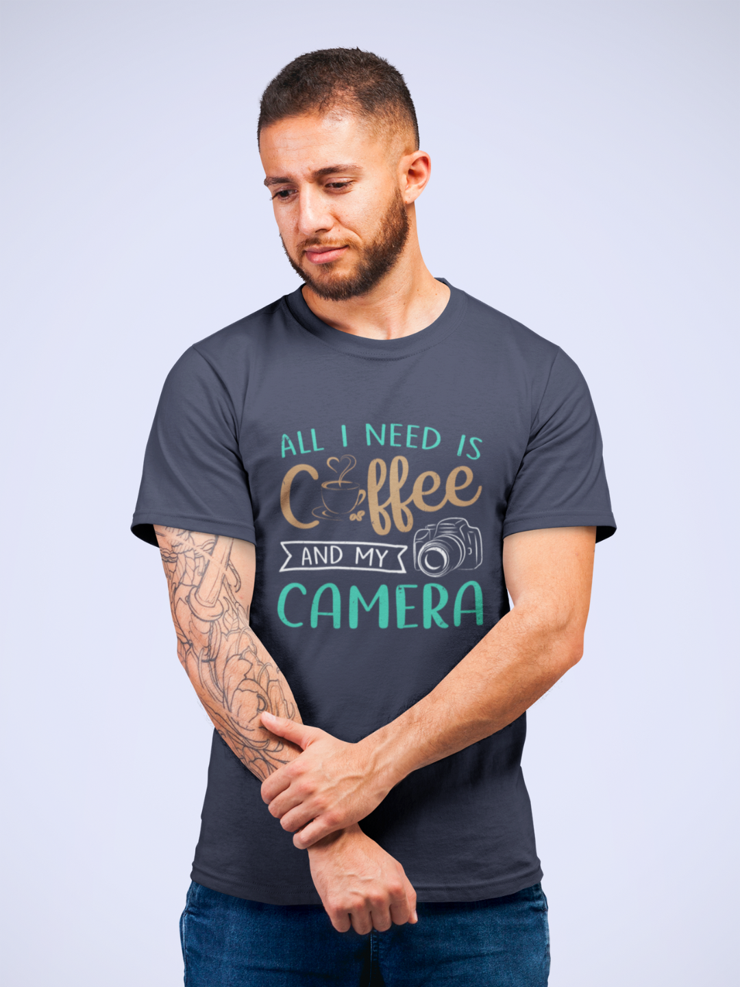 All I Need Is Coffee And My Camera Men's Printed T-shirt - Mode Attire