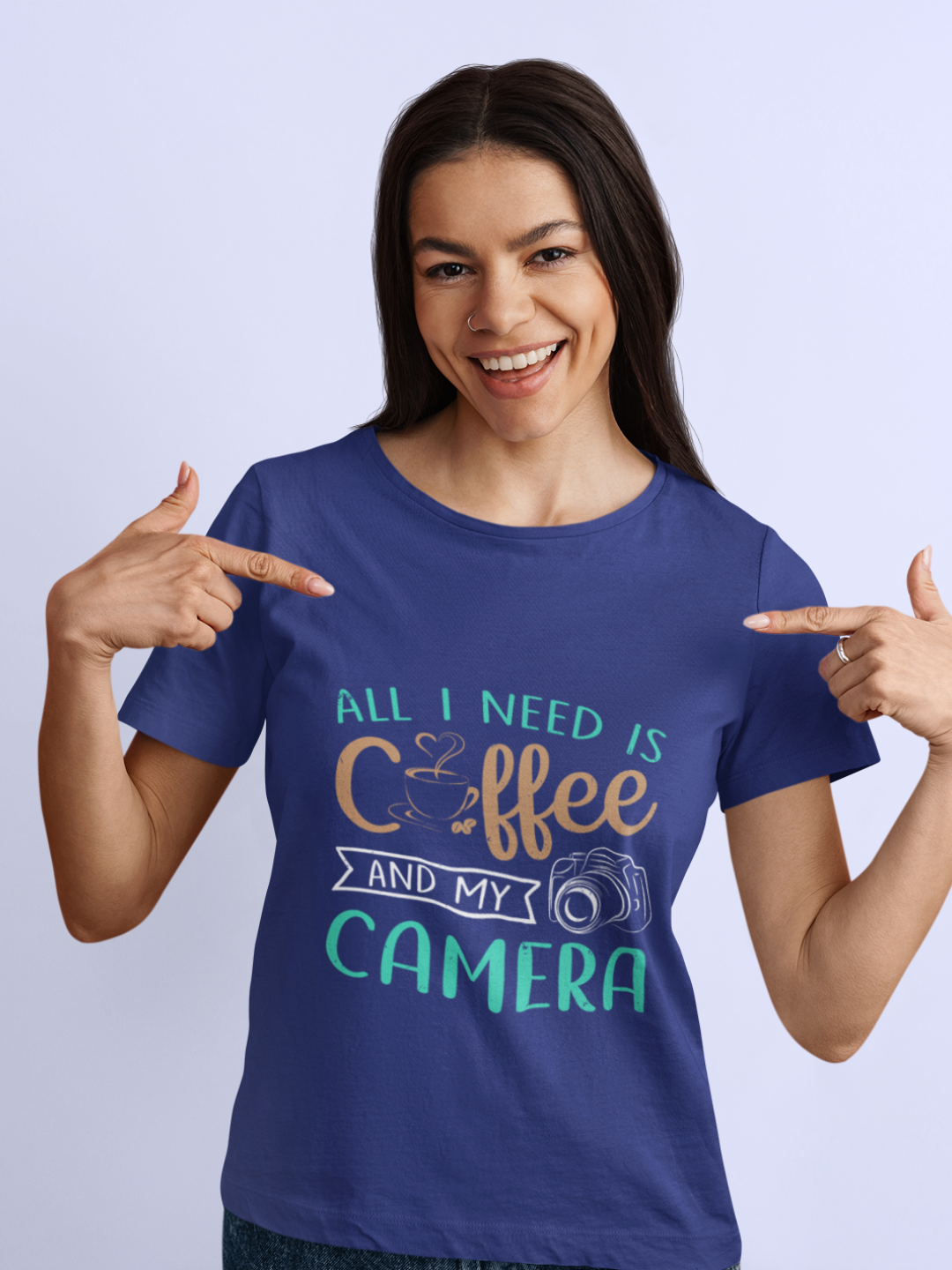 All I Need Is Coffee And My Camera Women's Printed T-shirt - Mode Attire