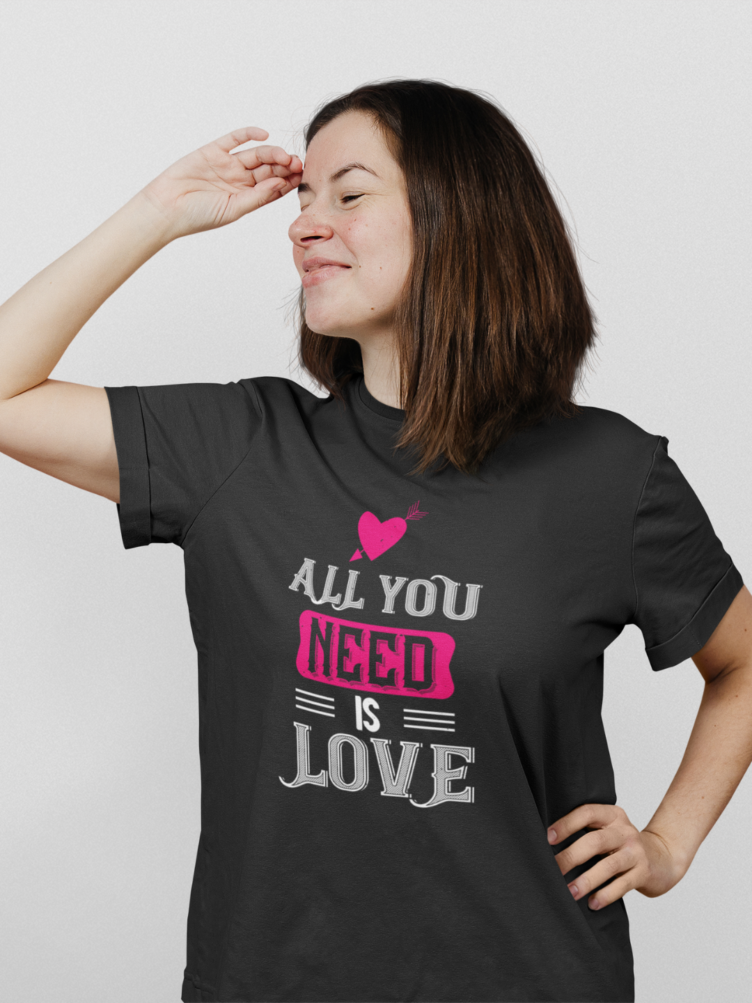 All You Need Is Love Unisex Printed T-shirt - Women - Black