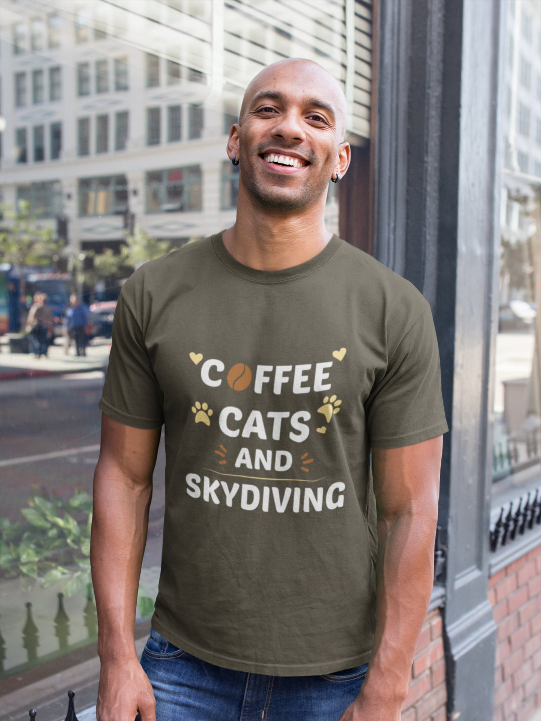 Coffee Cats And Skydiving Men's Printed T-shirt