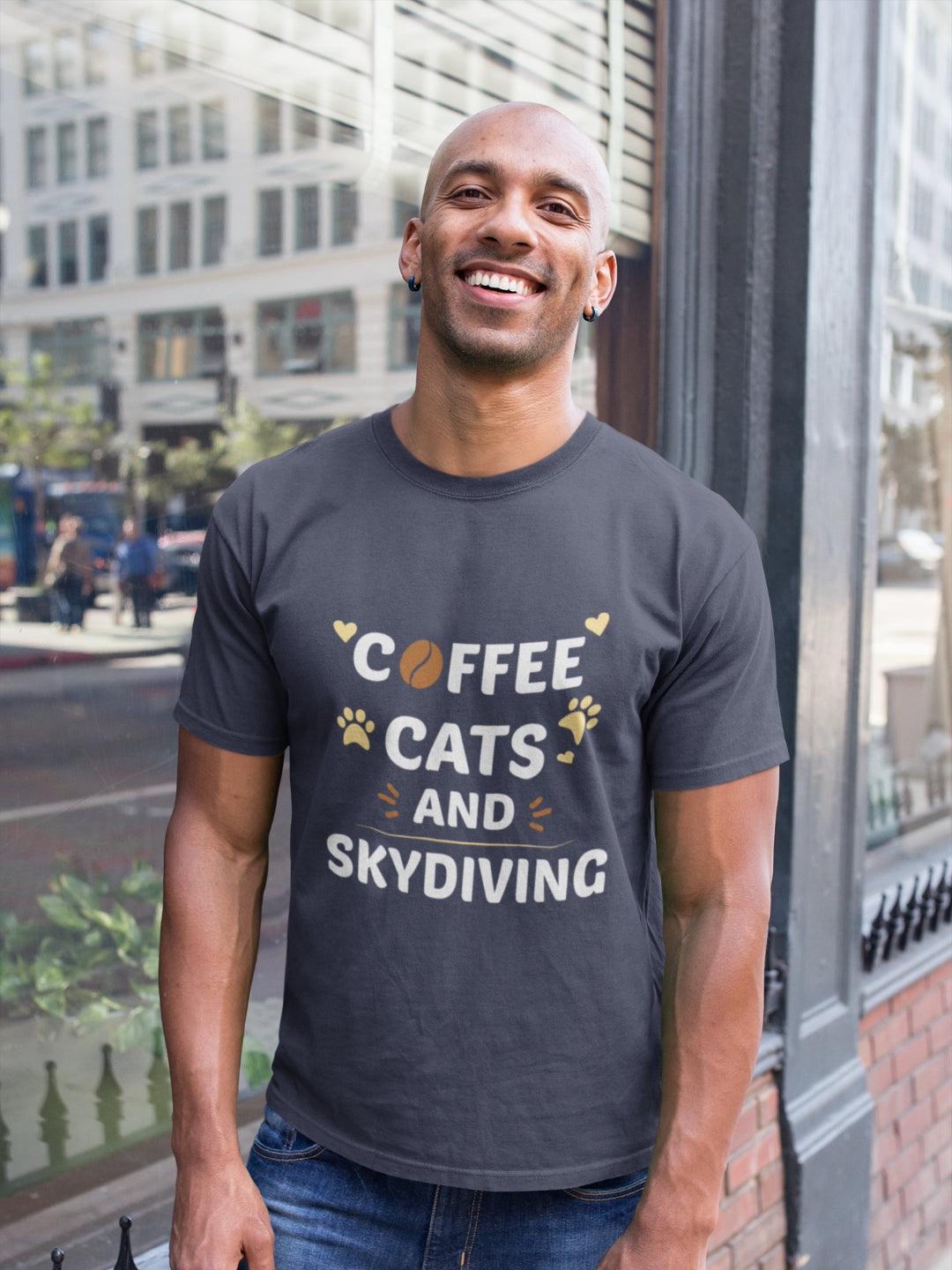 Coffee Cats And Skydiving Men's Printed T-shirt