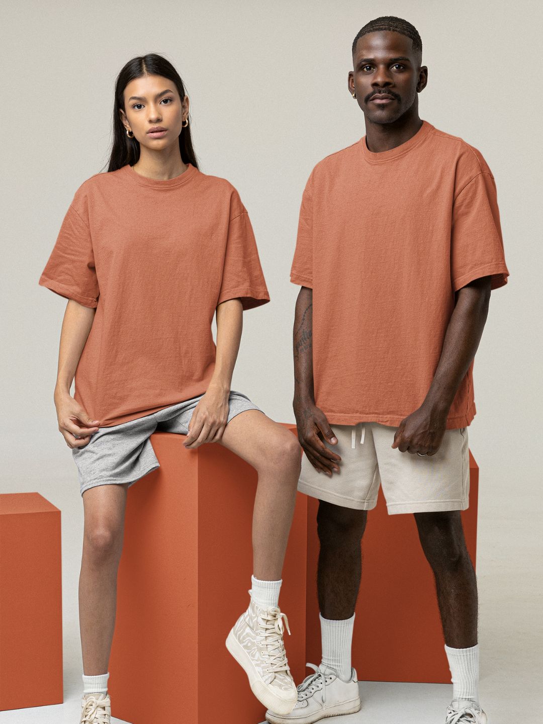 Coral Unisex Oversized Plain T-Shirt