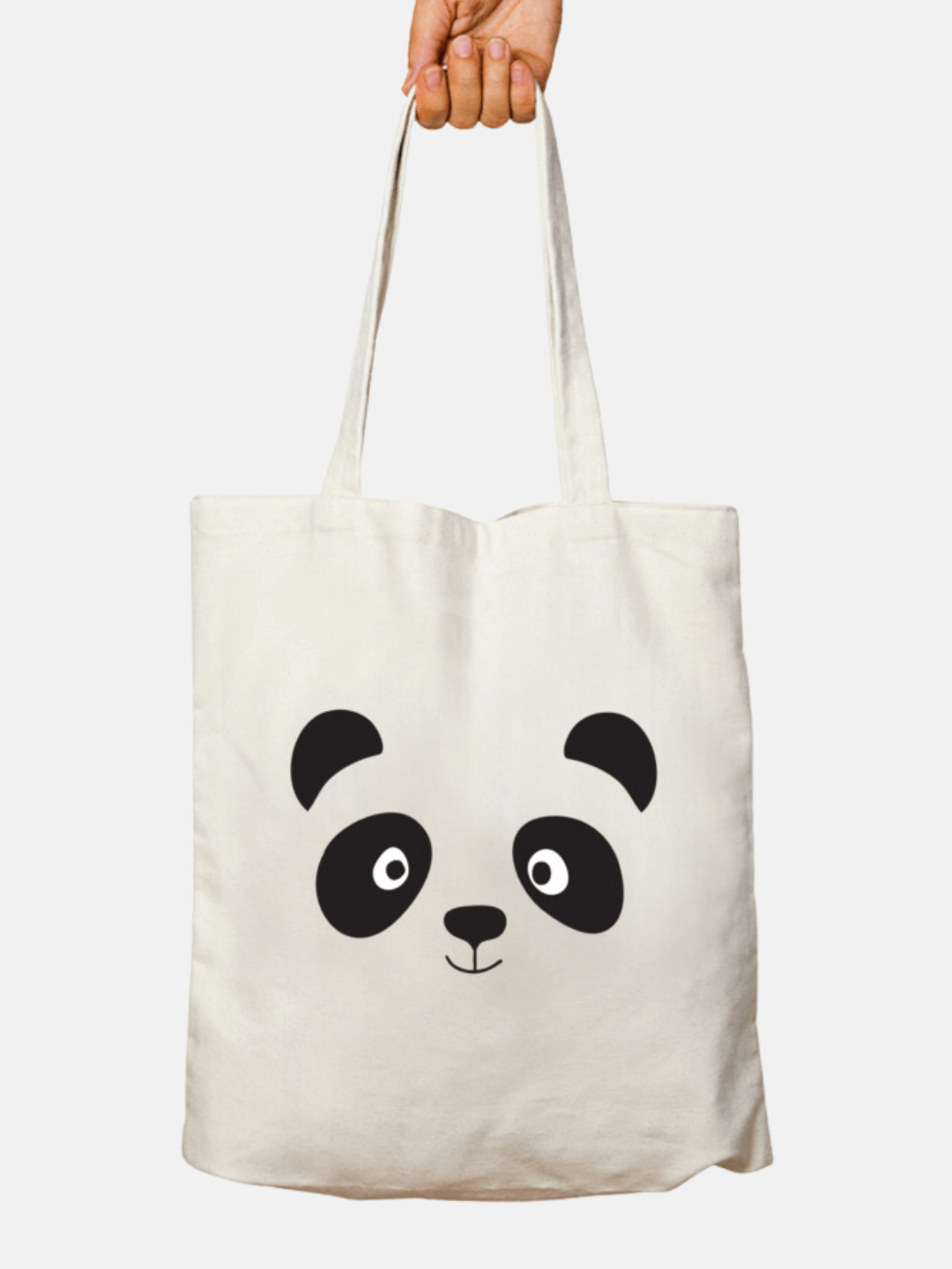 Eco-Friendly Canvas Tote Bag with Printed Panda Design