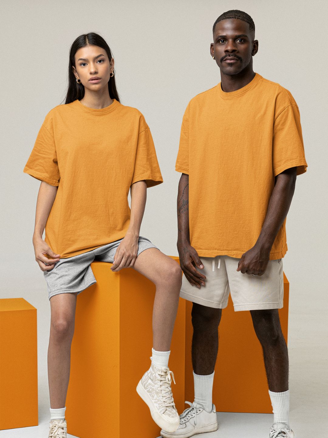 Golden Yellow Unisex Oversized Plain T-Shirt - 
