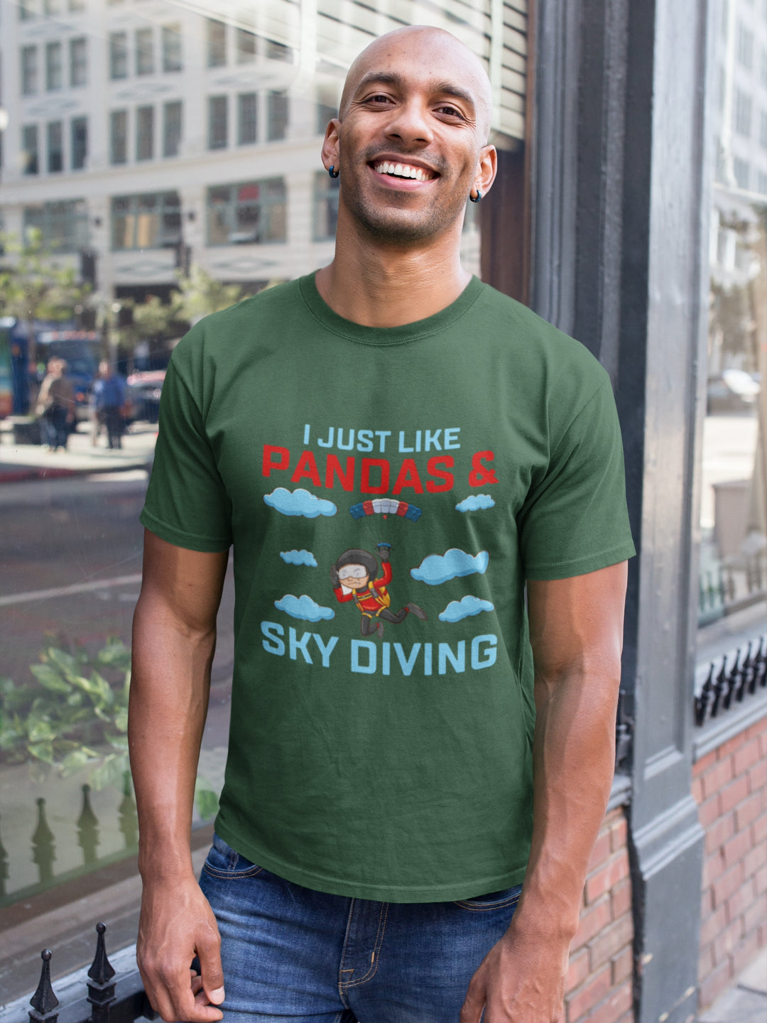 I Just Like Pandas And Skydiving Men's Printed T-shirt