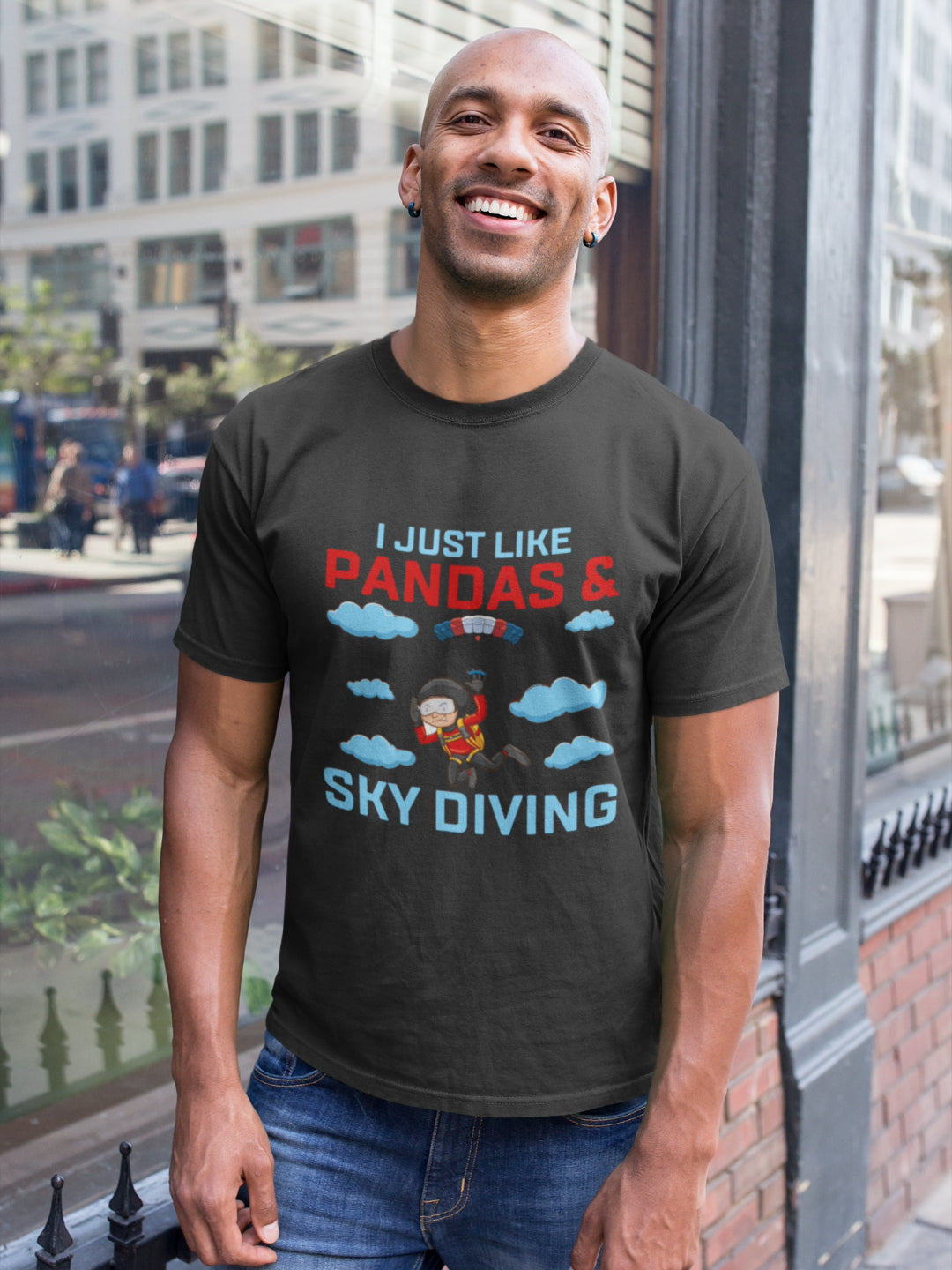 I Just Like Pandas And Skydiving Men's Printed T-shirt