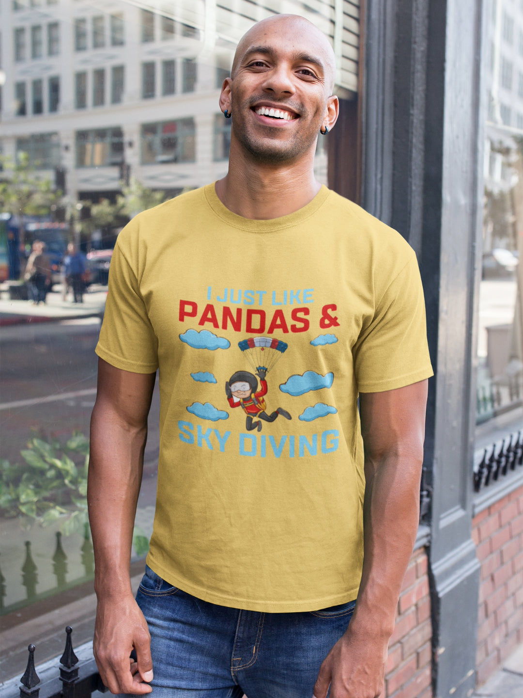I Just Like Pandas And Skydiving Men's Printed T-shirt