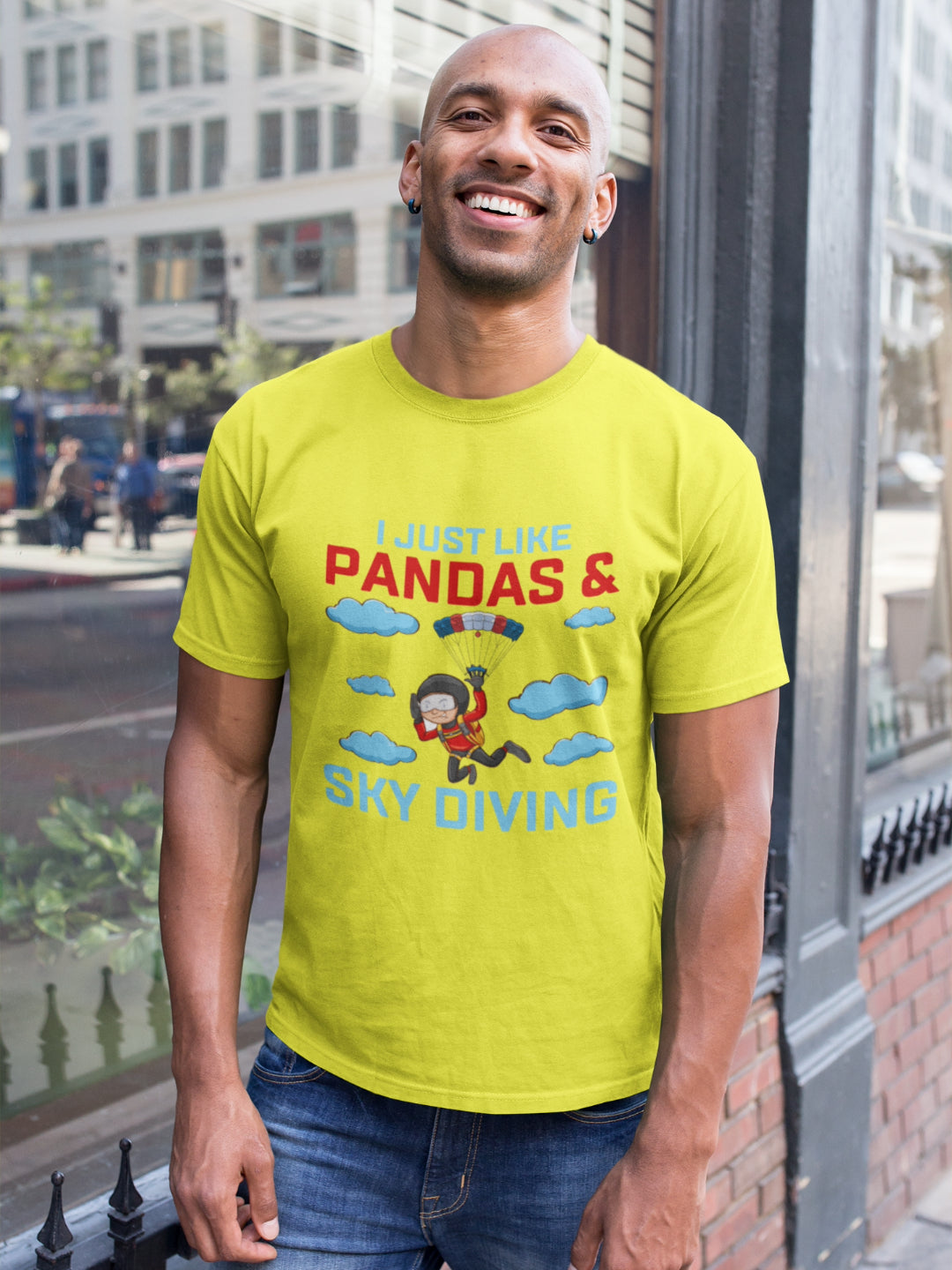 I Just Like Pandas And Skydiving Men's Printed T-shirt