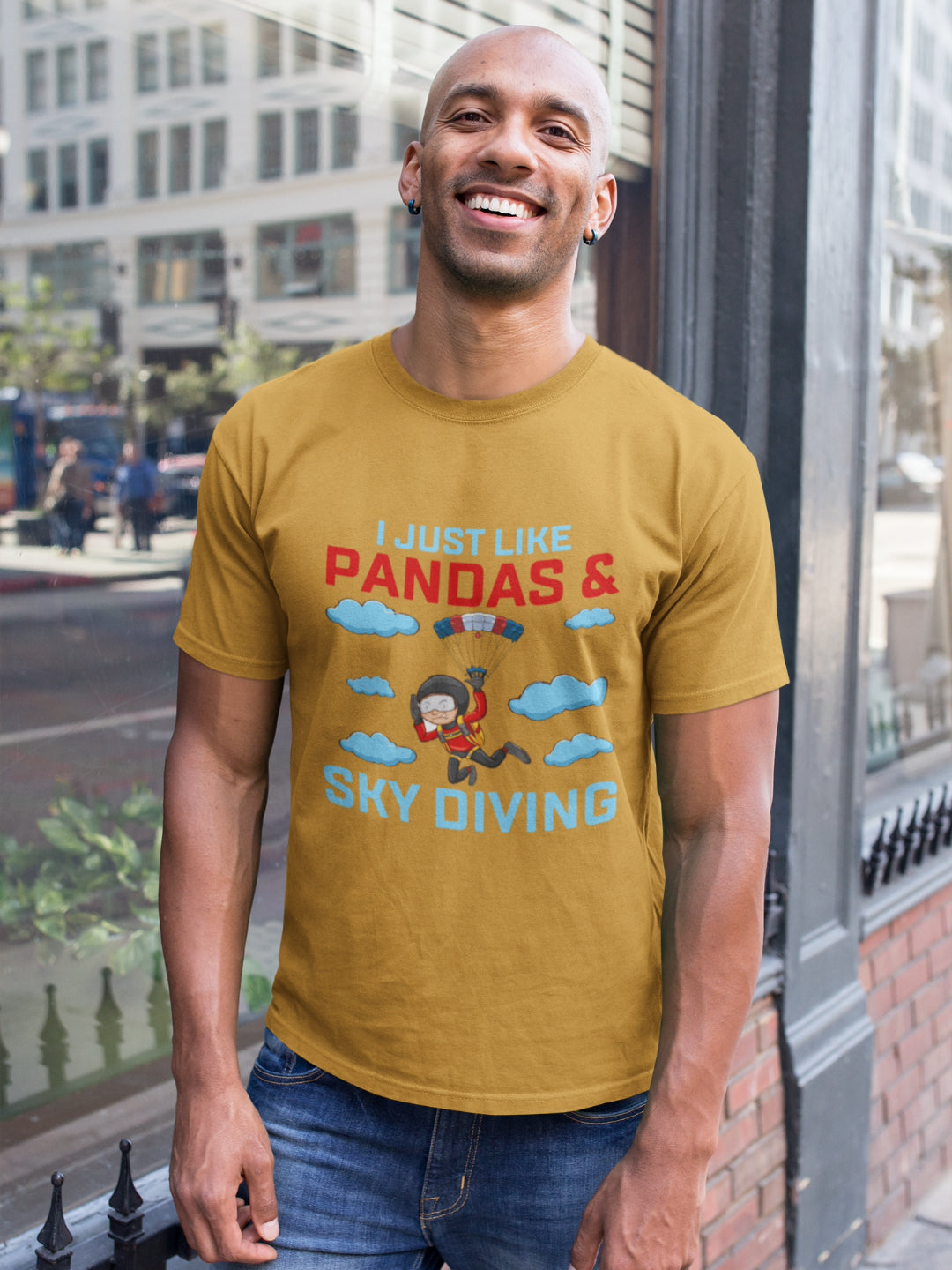 I Just Like Pandas And Skydiving Men's Printed T-shirt