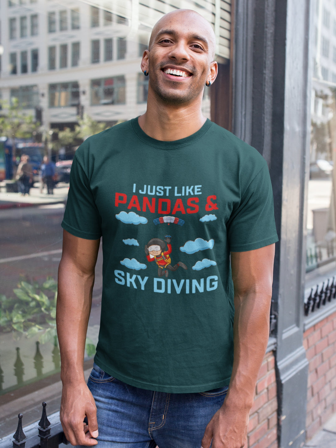 I Just Like Pandas And Skydiving Men's Printed T-shirt