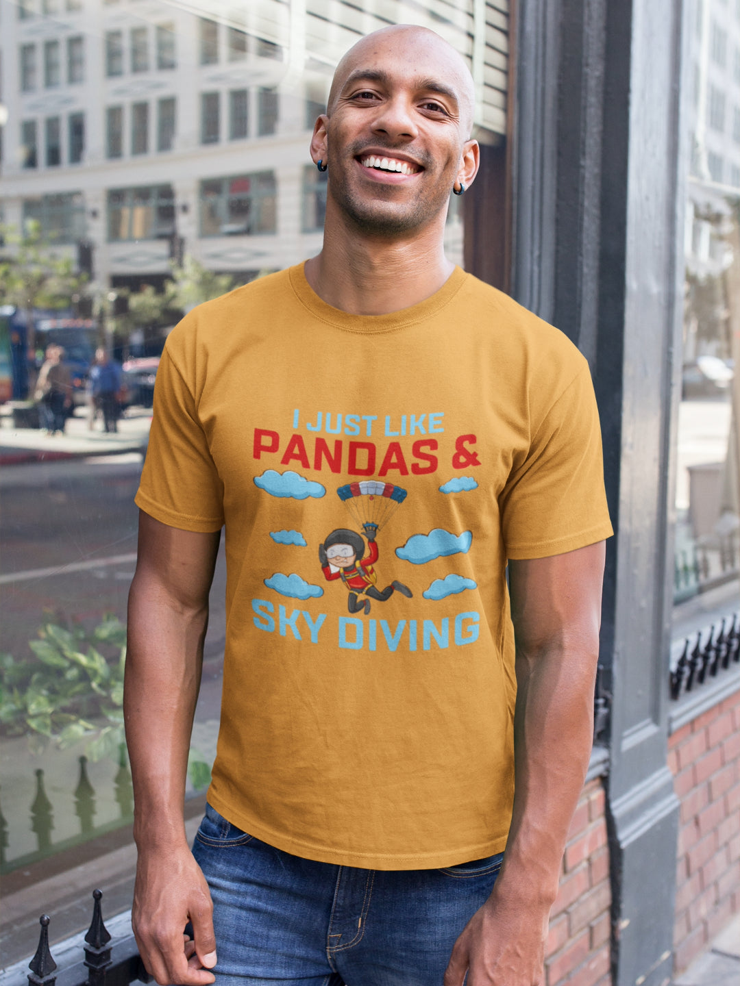 I Just Like Pandas And Skydiving Men's Printed T-shirt