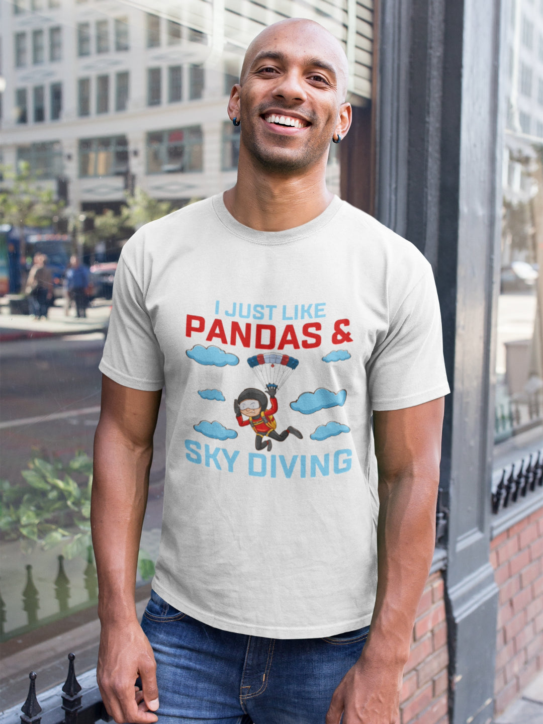 I Just Like Pandas And Skydiving Men's Printed T-shirt