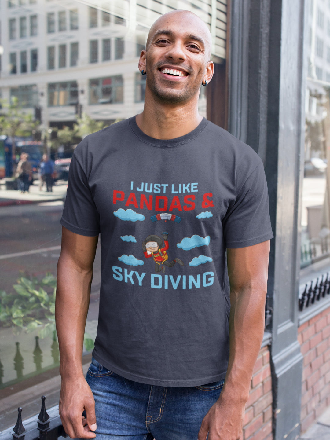 I Just Like Pandas And Skydiving Men's Printed T-shirt