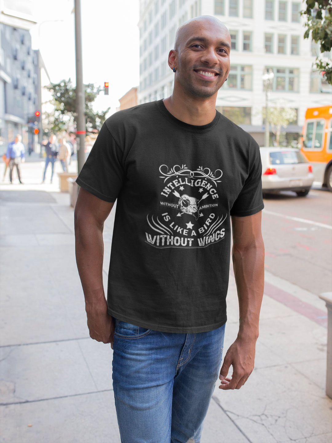 Intelligence Without Ambition Is Like A Bird Without Wings Men's Printed T-shirt