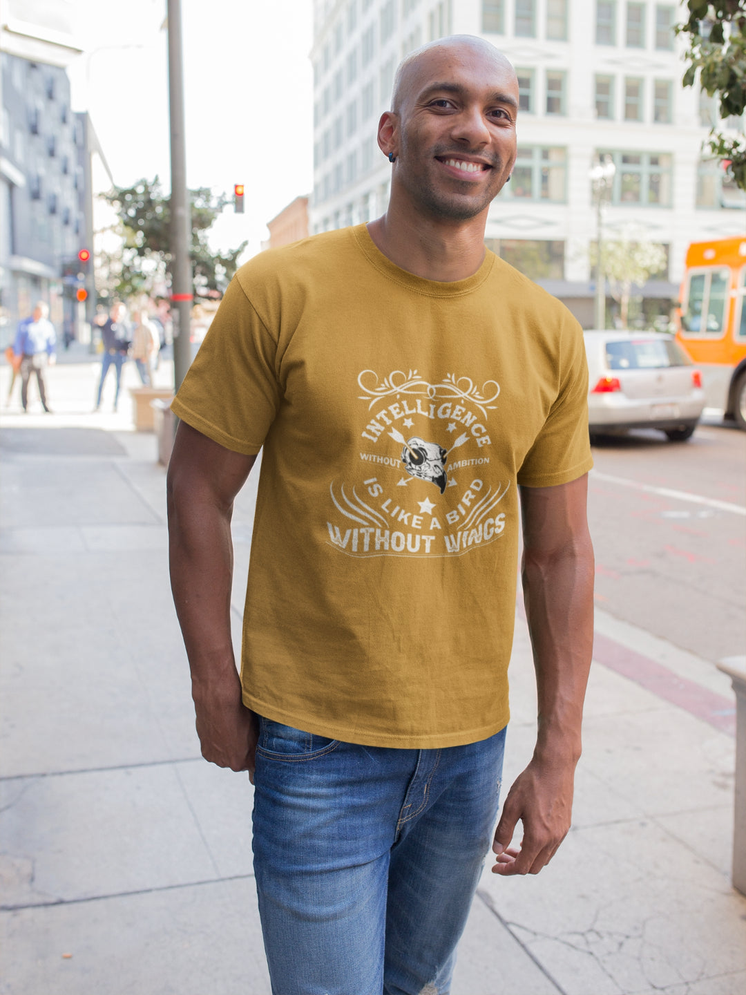 Intelligence Without Ambition Is Like A Bird Without Wings Men's Printed T-shirt