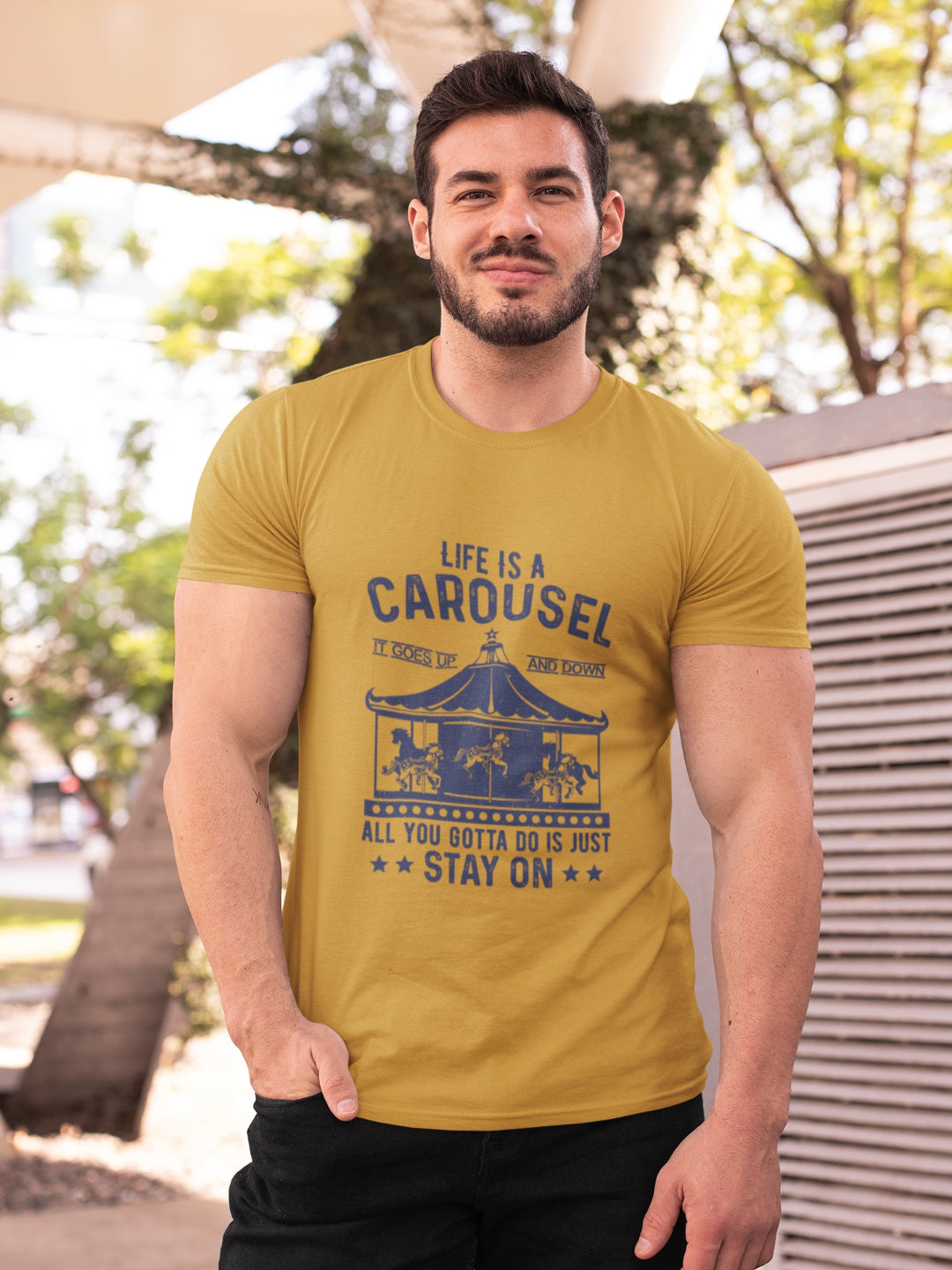 Life Is A Carousel Men's Printed T-shirt