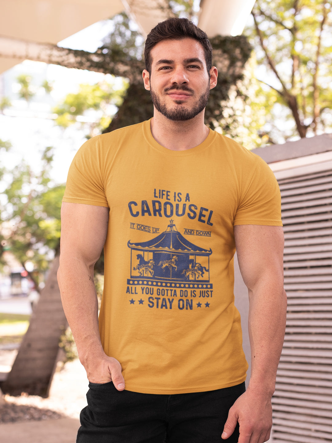 Life Is A Carousel Men's Printed T-shirt