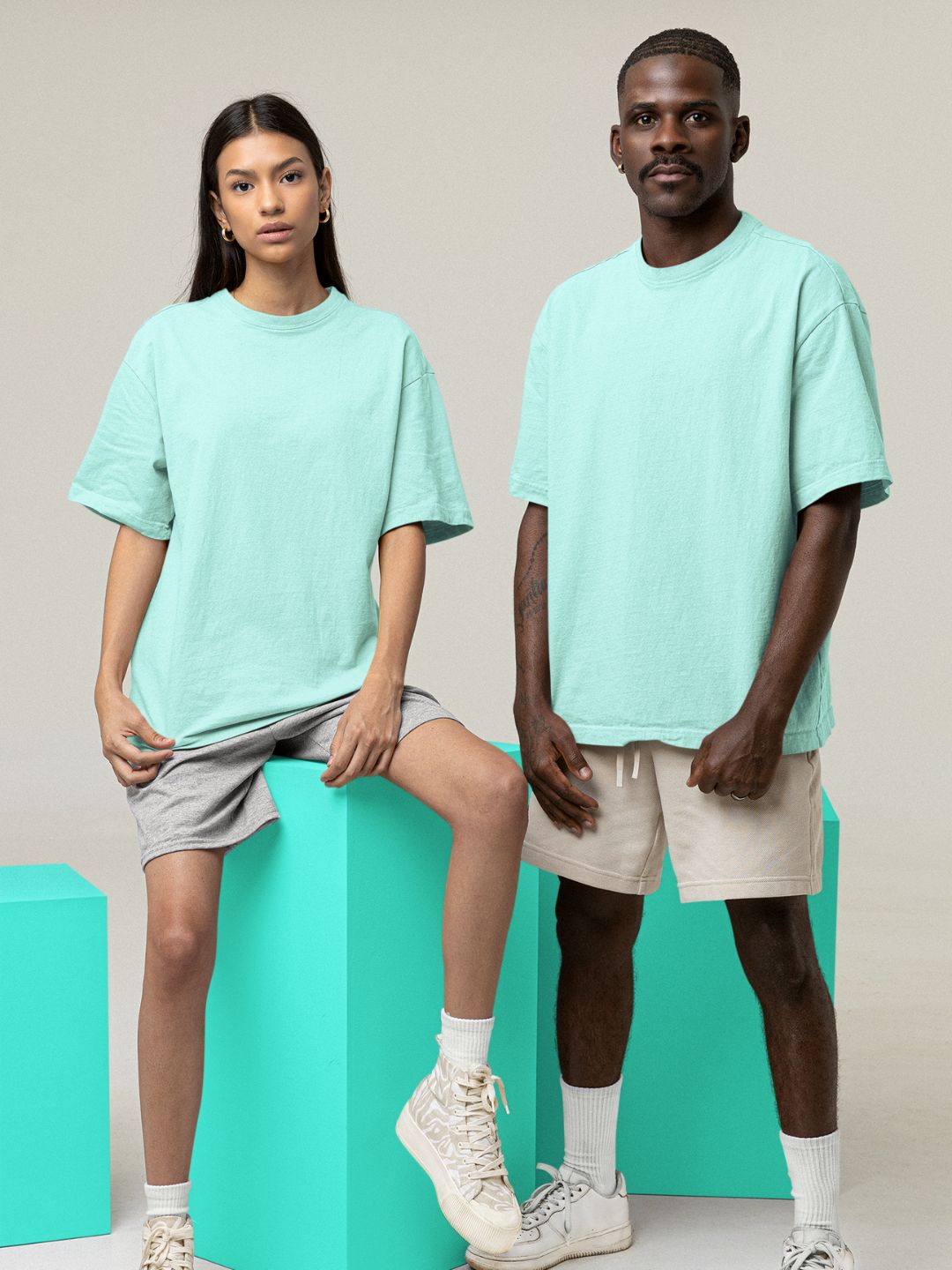 Mint Unisex Oversized Plain T-Shirt