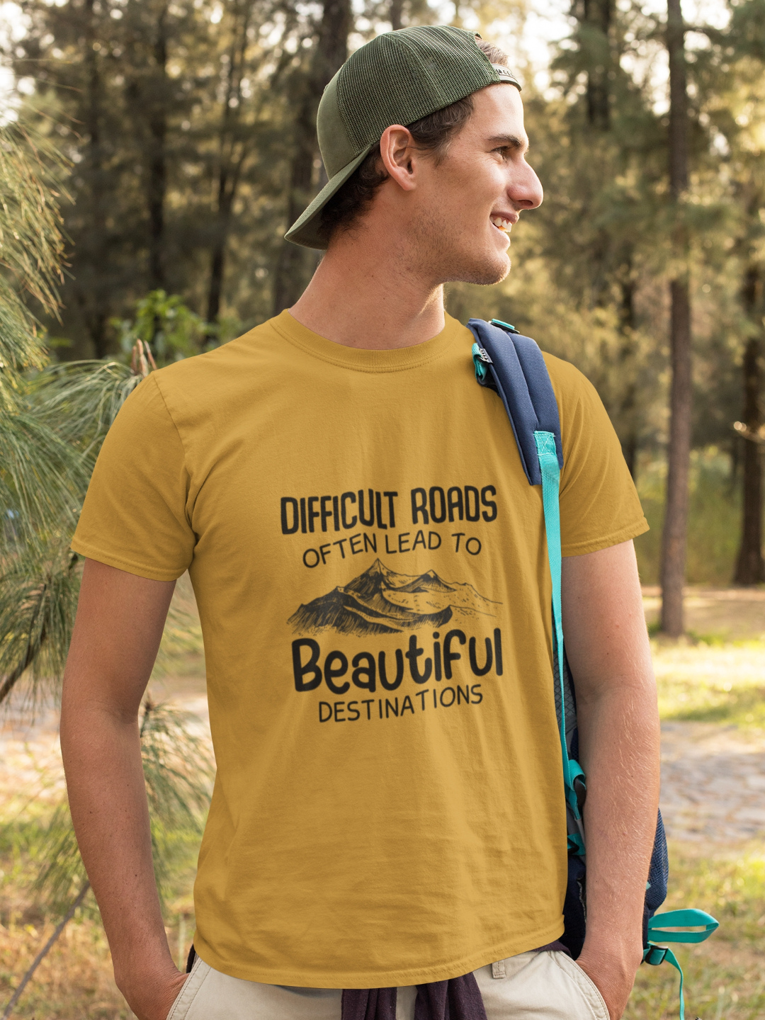 Difficult Roads Often Lead To Beautiful Destinations Men's Printed T-shirt