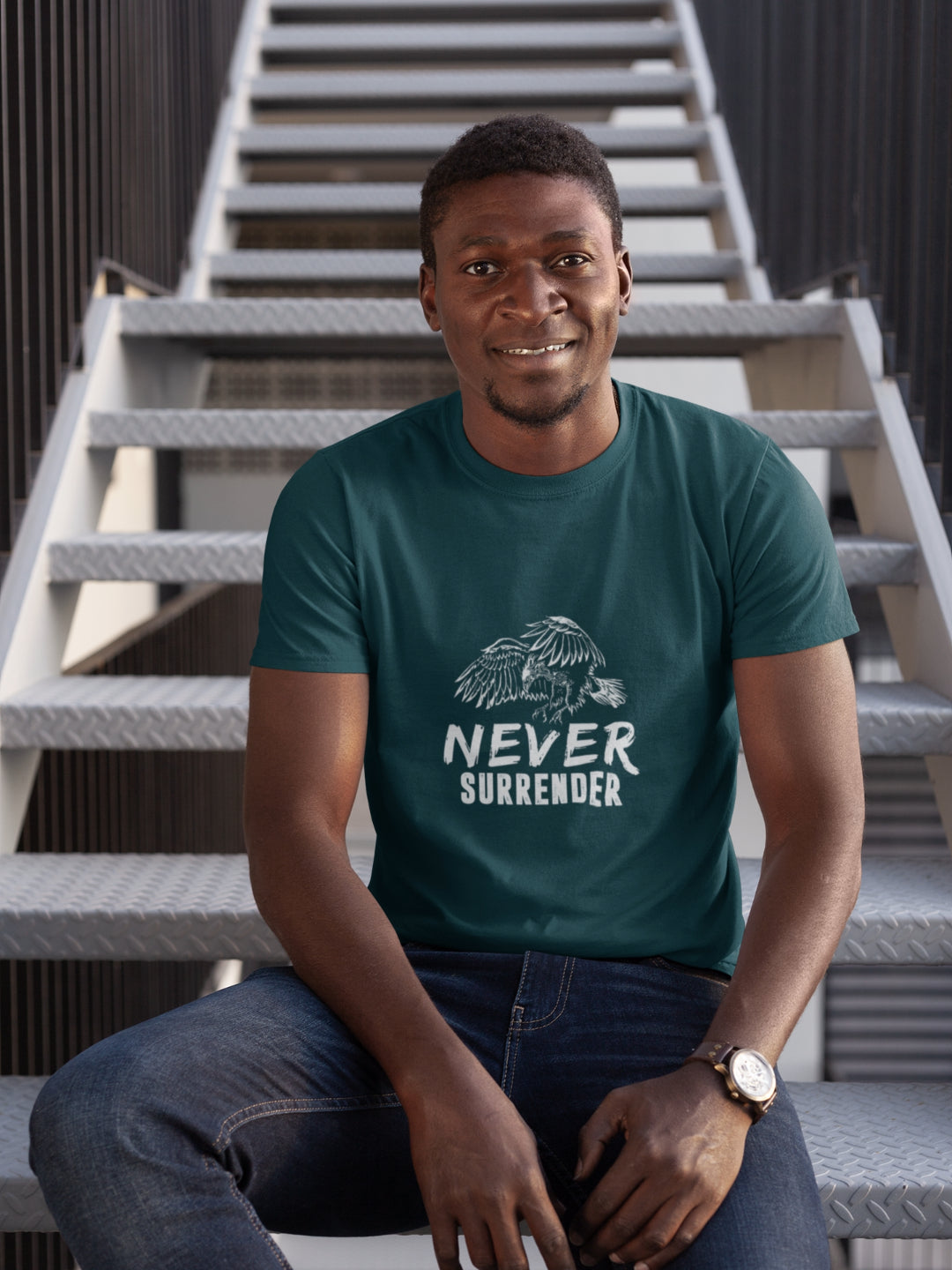 Never Surrender Men's Printed T-shirt