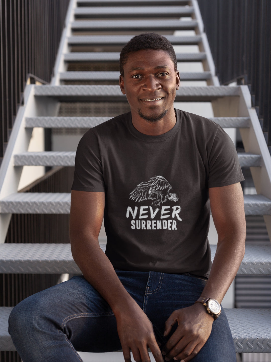 Never Surrender Men's Printed T-shirt