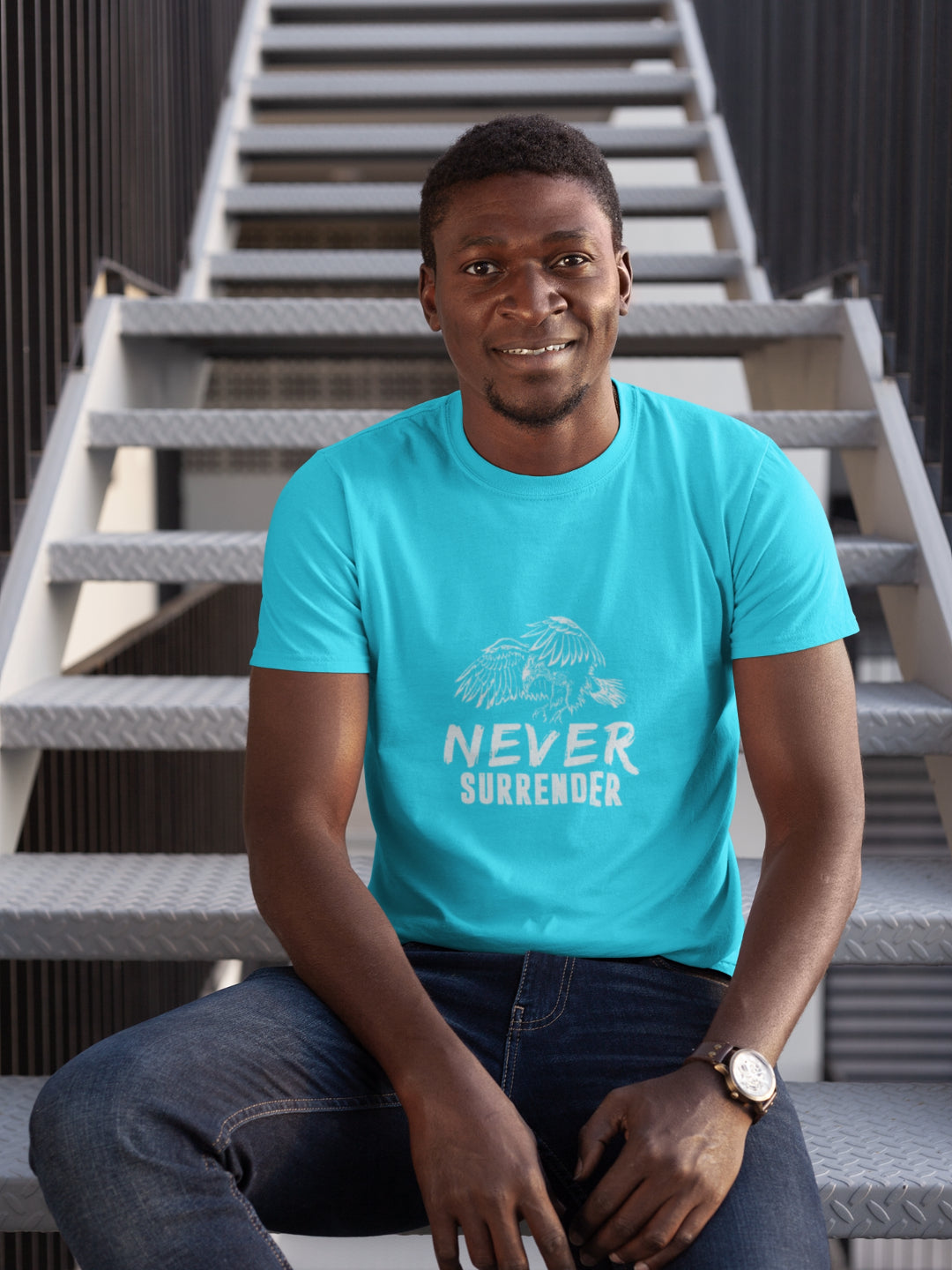 Never Surrender Men's Printed T-shirt