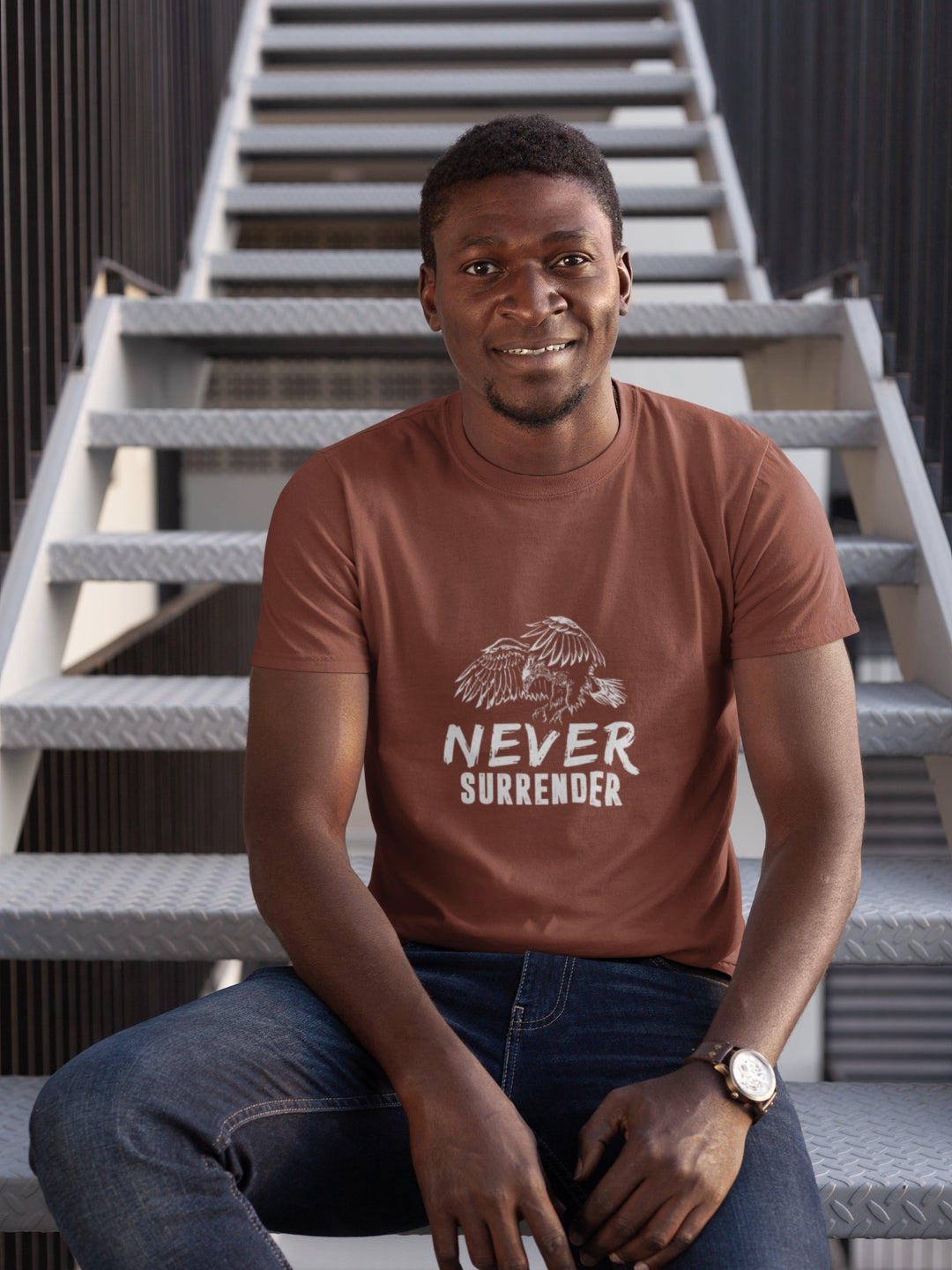 Never Surrender Men's Printed T-shirt