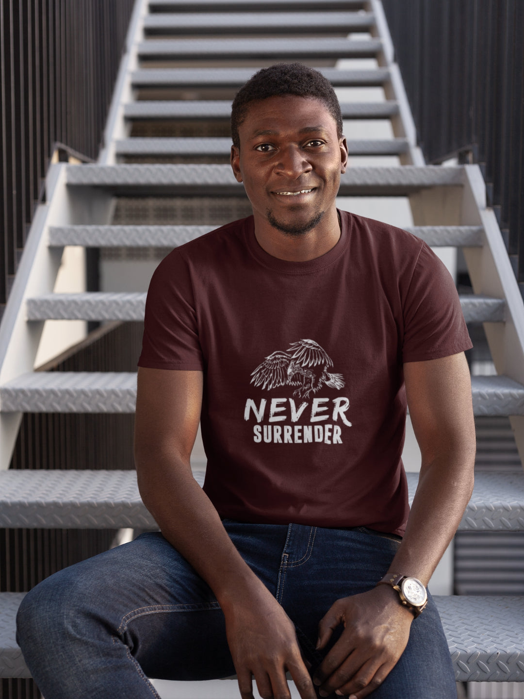 Never Surrender Men's Printed T-shirt