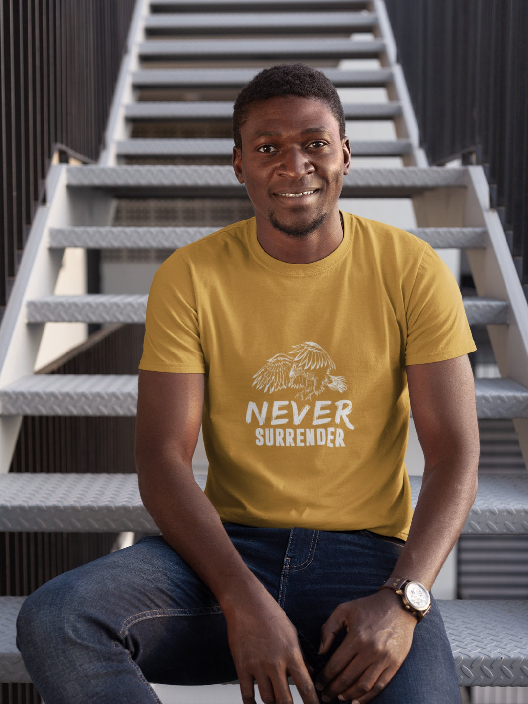 Never Surrender Men's Printed T-shirt