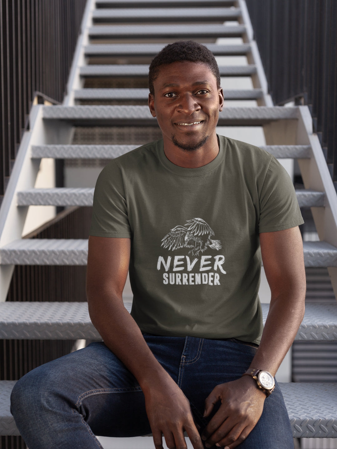Never Surrender Men's Printed T-shirt