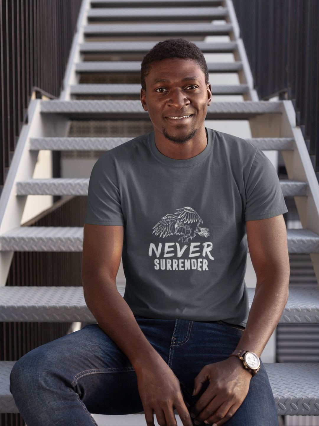 Never Surrender Men's Printed T-shirt