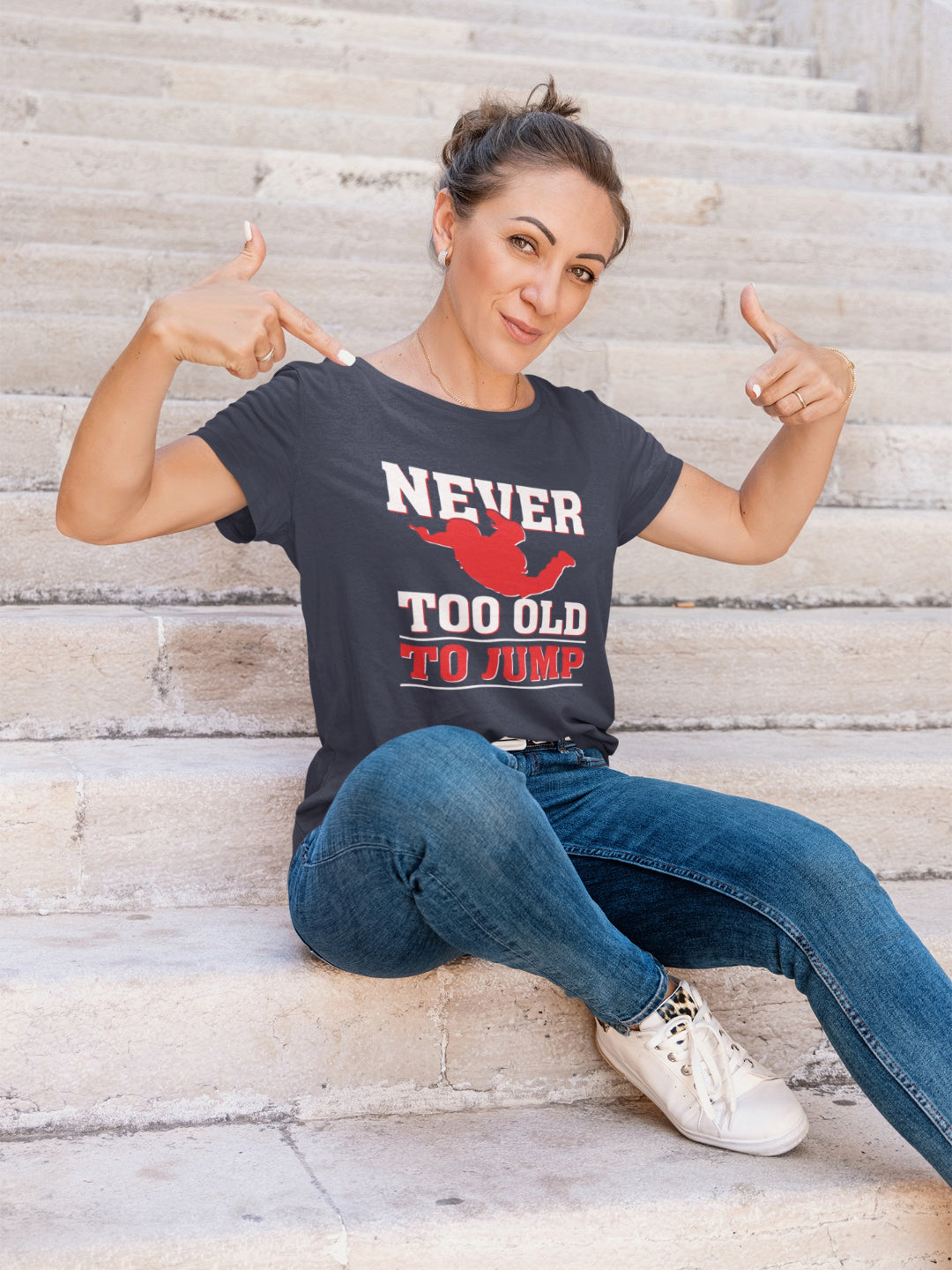 Never Too Old To Jump Women's Printed T-shirt