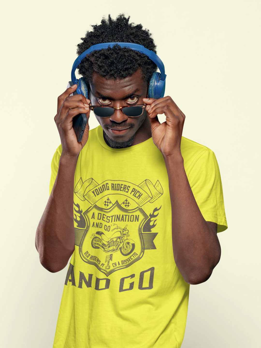 Young Riders Pick A Destination And Go Men's Printed T-shirt