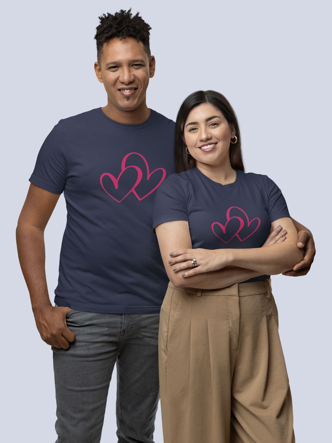 Pink Double Hearts Unisex Printed T-shirt