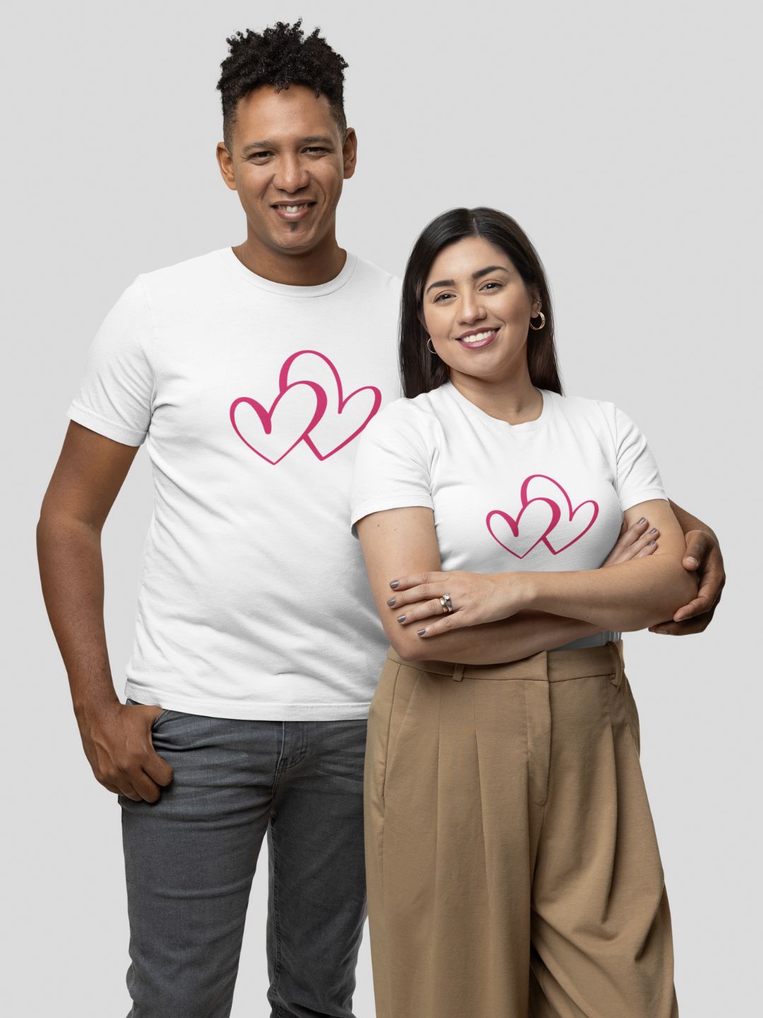 Pink Double Hearts Unisex Printed T-shirt