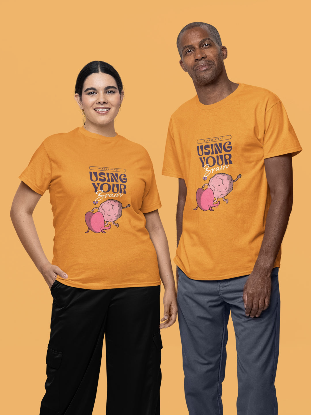 Please Start Using Your Brain Unisex Printed T-shirt - 