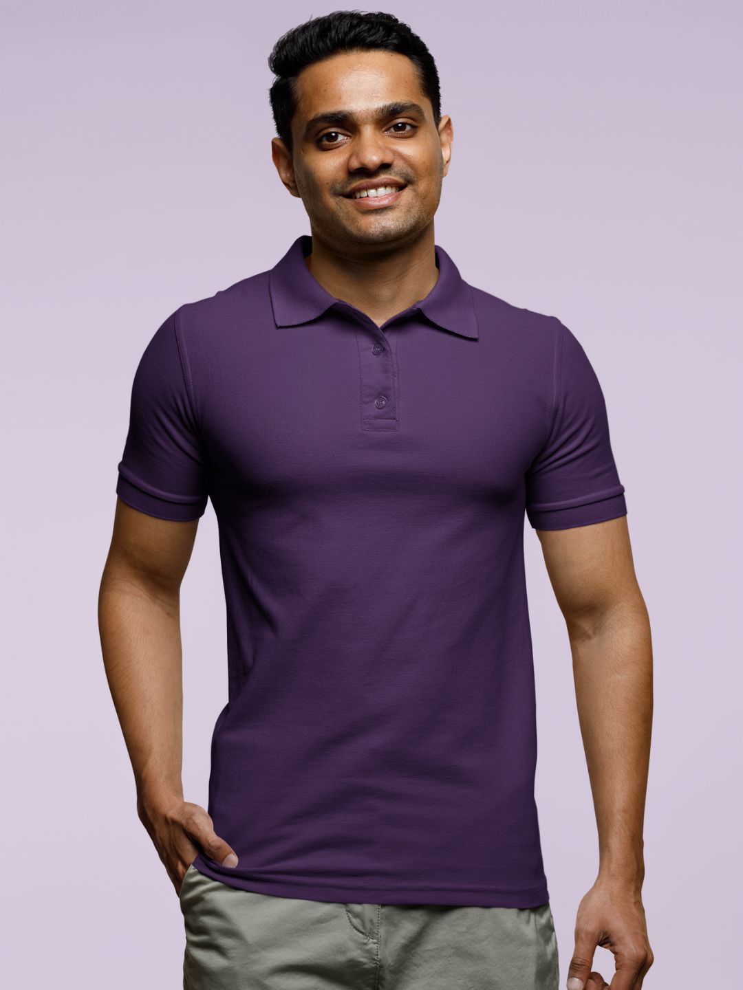 Purple Men’s Plain Polo T-shirt - 