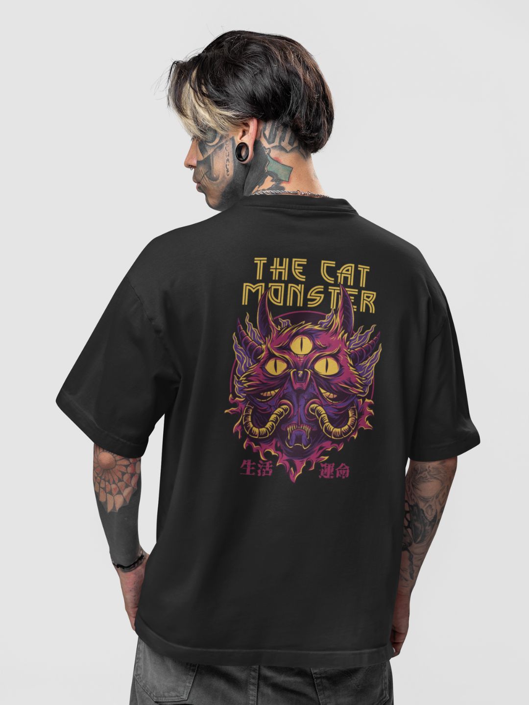 The Monster Cat Unisex Oversized Streetwear T-Shirt