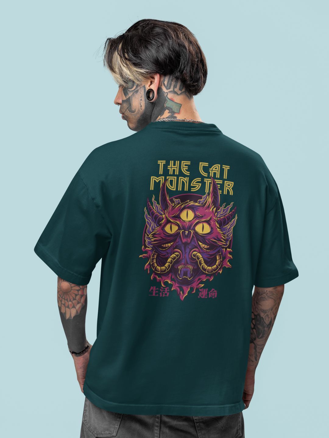 The Monster Cat Unisex Oversized Streetwear T-Shirt
