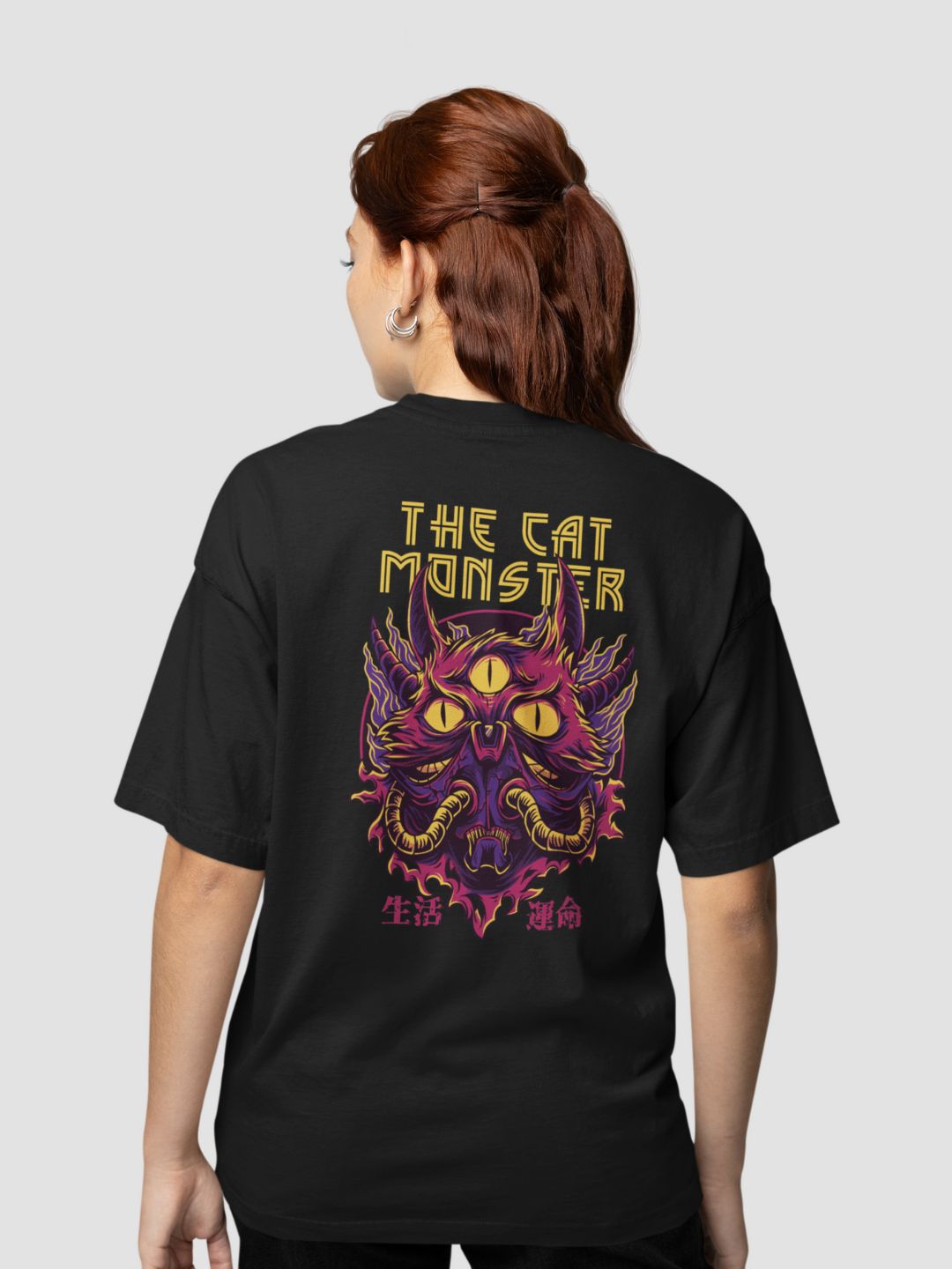 The Monster Cat Unisex Oversized Streetwear T-Shirt
