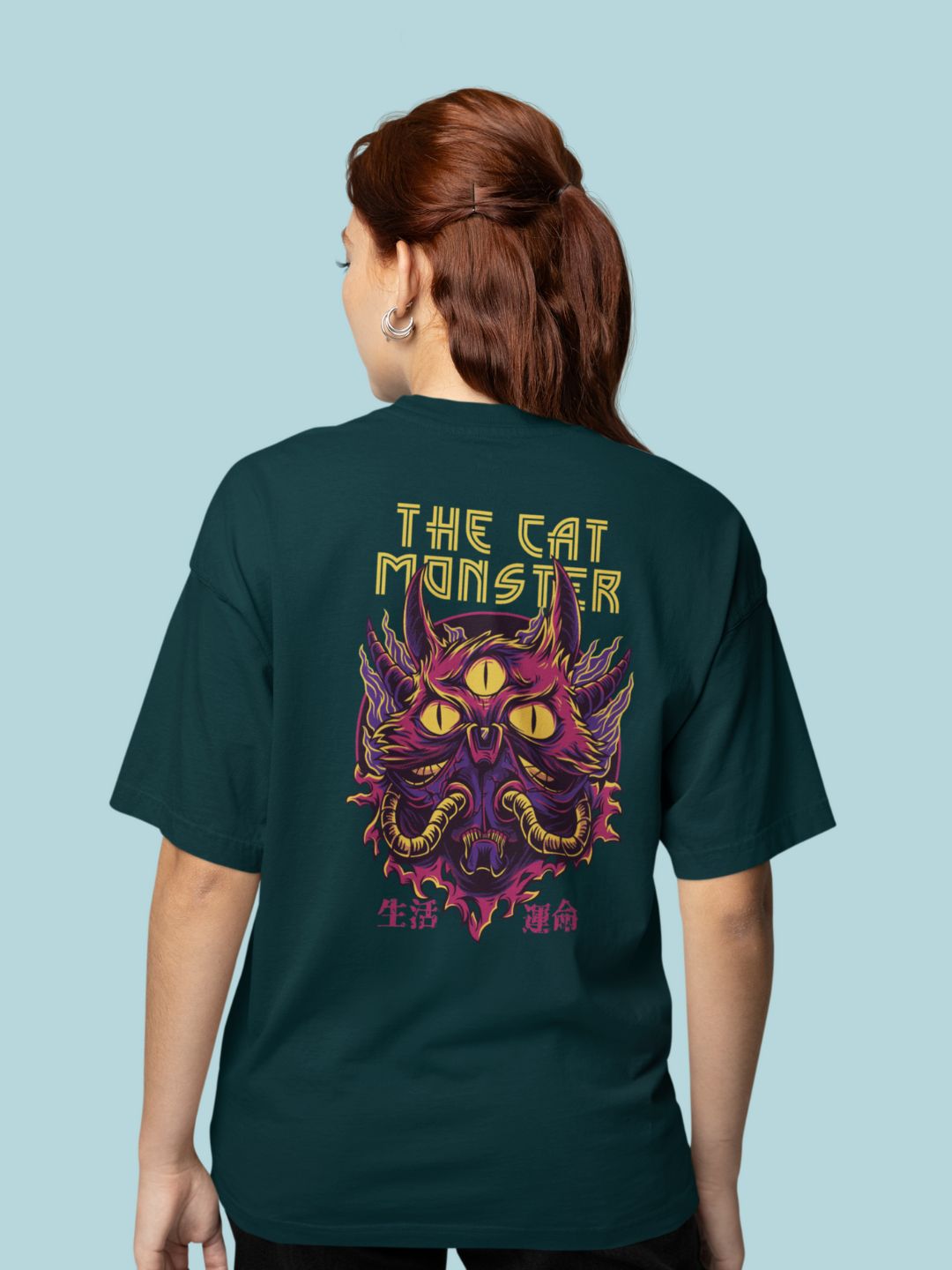 The Monster Cat Unisex Oversized Streetwear T-Shirt